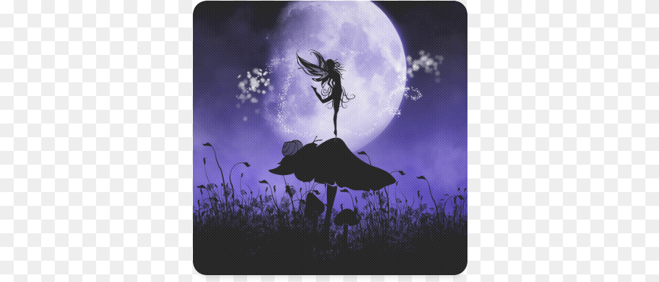 A Beautiful Fairy Dancing On A Mushroom Silhouette Fairy Silhouette Art, Astronomy, Moon, Nature, Night Free Png Download