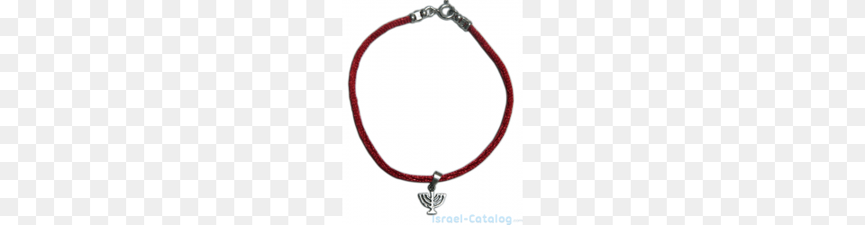 A Beautiful Red String Bracelet With A Sterling Silver Menorah, Accessories, Jewelry, Necklace Free Png Download