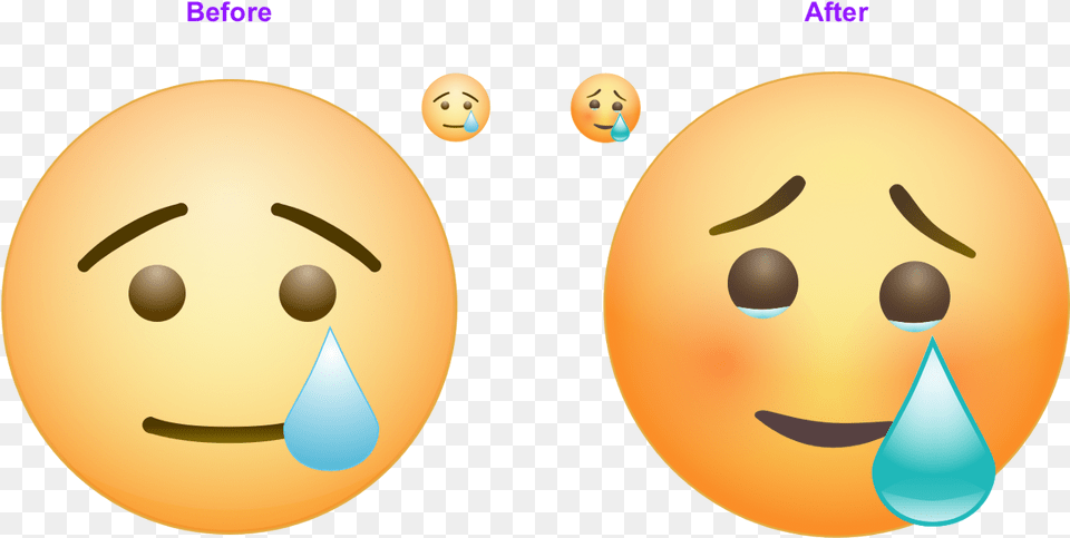 A Before And After Comparison Of The Happy Crying Emoji Smiley, Astronomy, Moon, Nature, Night Free Png Download