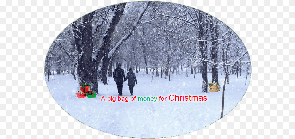 A Big Bag Of Money For Christmas The Los Angeles Tribune Snow, Person, Outdoors, Nature, Winter Png