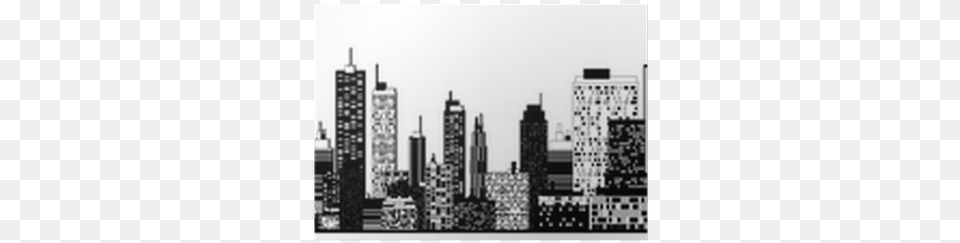 A Black And White Illustration Of City Skyline Una Suite A Manhattan, Architecture, Building, High Rise, Metropolis Free Transparent Png