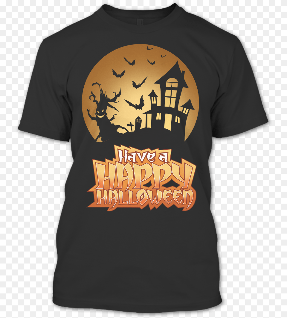 A Black T Shirt With The Shopify Logo Halloween, Clothing, T-shirt Png Image