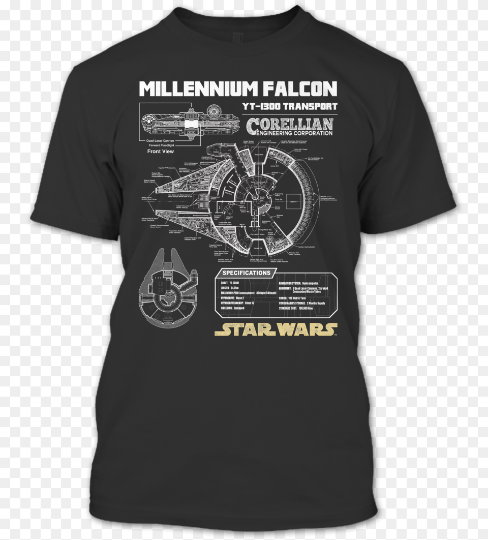 A Black T Shirt With The Shopify Logo Millennium Falcon T Shirt, Clothing, T-shirt Free Png