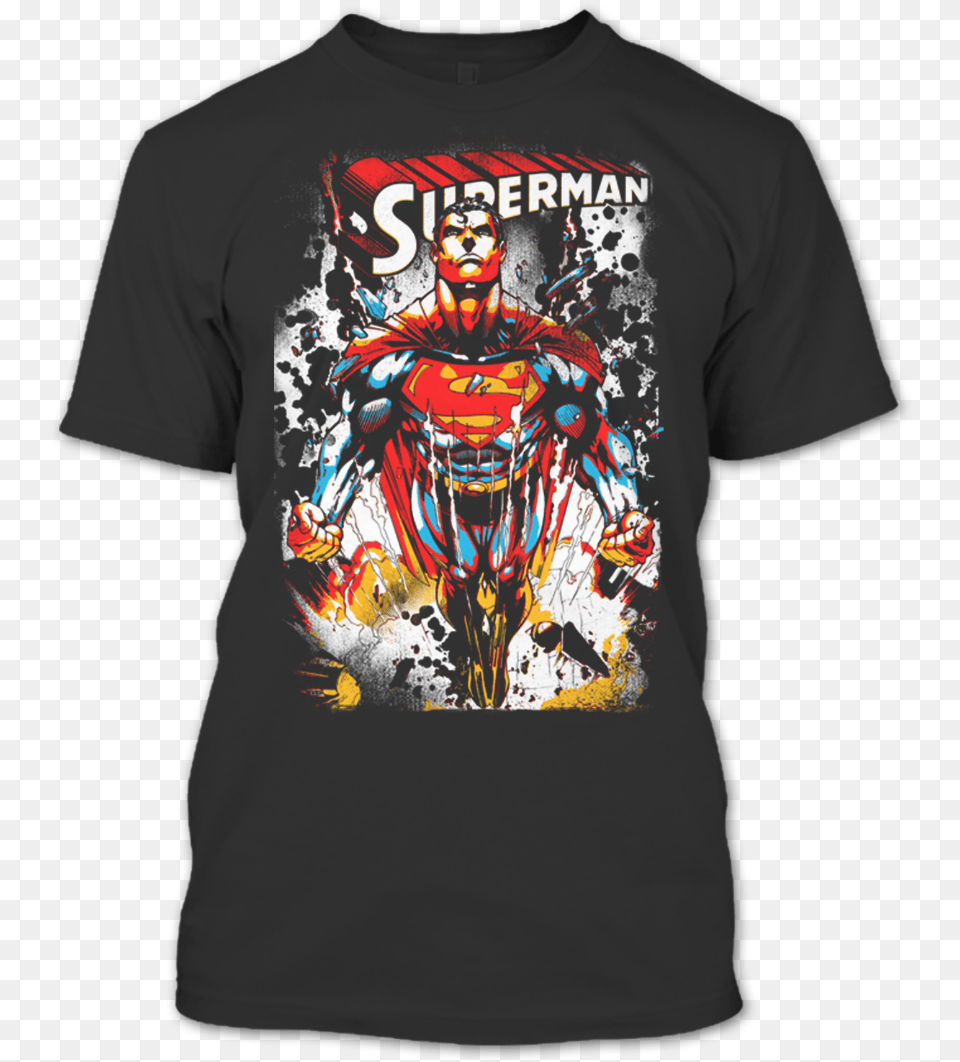 A Black T Shirt With The Shopify Logo Modern Age Superman Comics, Clothing, T-shirt, Adult, Male Free Png