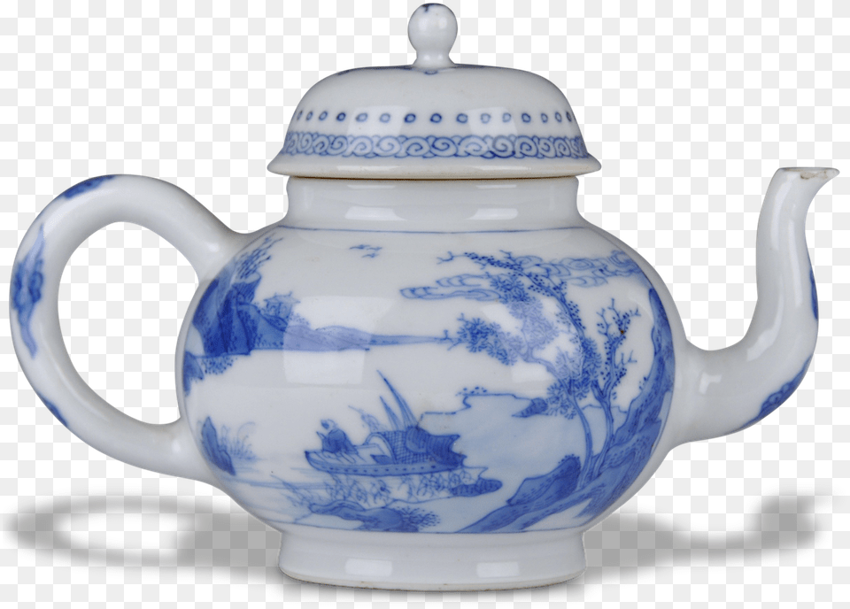 A Blue Amp White Landscape Teapot Teapot, Art, Cookware, Porcelain, Pot Free Png Download