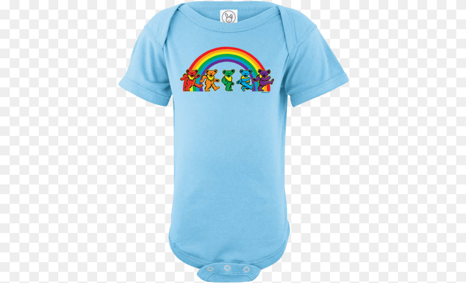 A Blue Infant One Piece With Five Grateful Dead Bears Newborn Hippie Baby Clothes, Clothing, Shirt, T-shirt Free Png Download