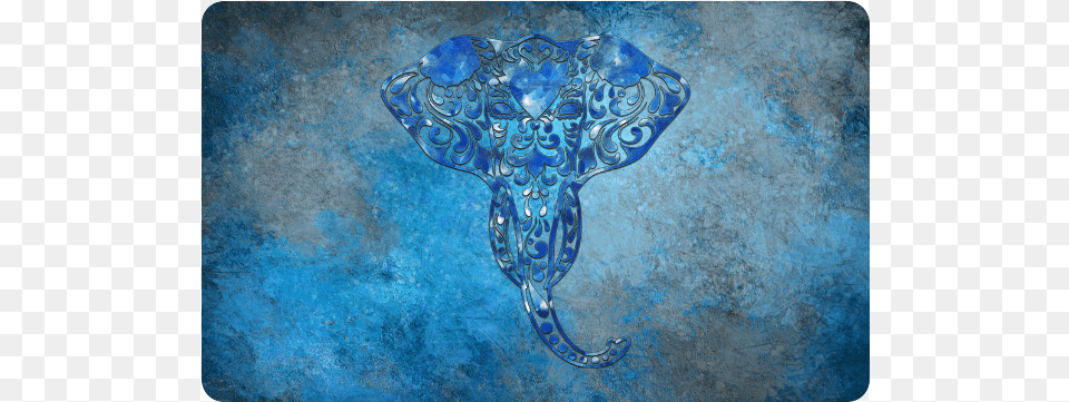 A Blue Watercolor Elephant Portrait In Denim Look Doormat Modern Art, Accessories, Gemstone, Jewelry Png