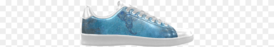 A Blue Watercolor Elephant Portrait In Denim Look Scorpius Suede, Clothing, Footwear, Shoe, Sneaker Free Png