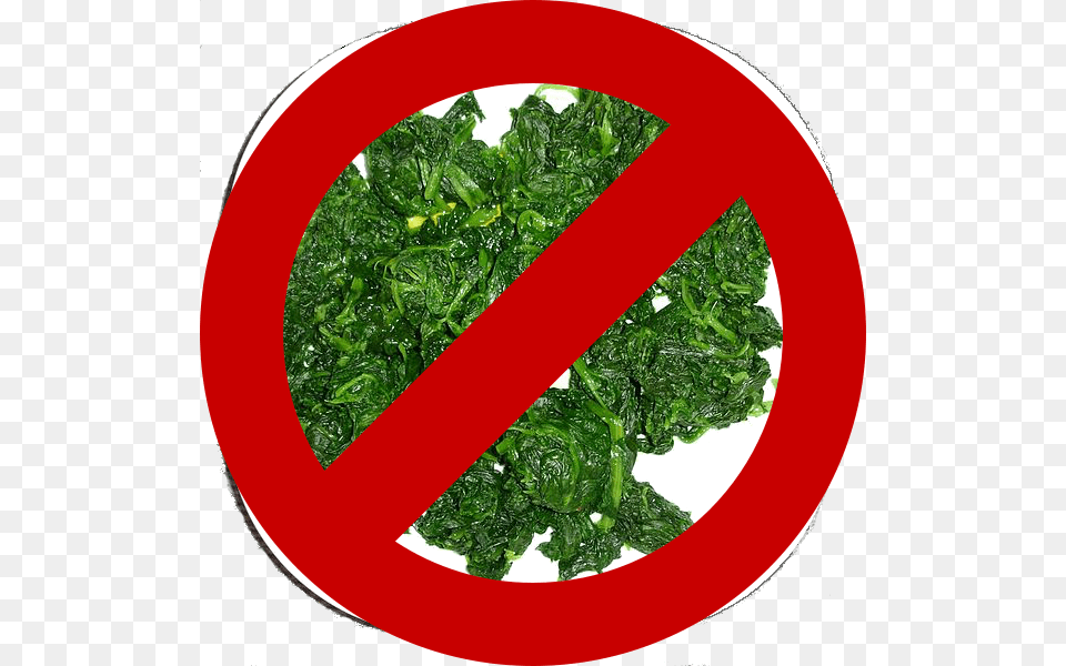 A Boiled Spinach Below A Prohibit Sign, Food, Leafy Green Vegetable, Plant, Produce Free Png Download