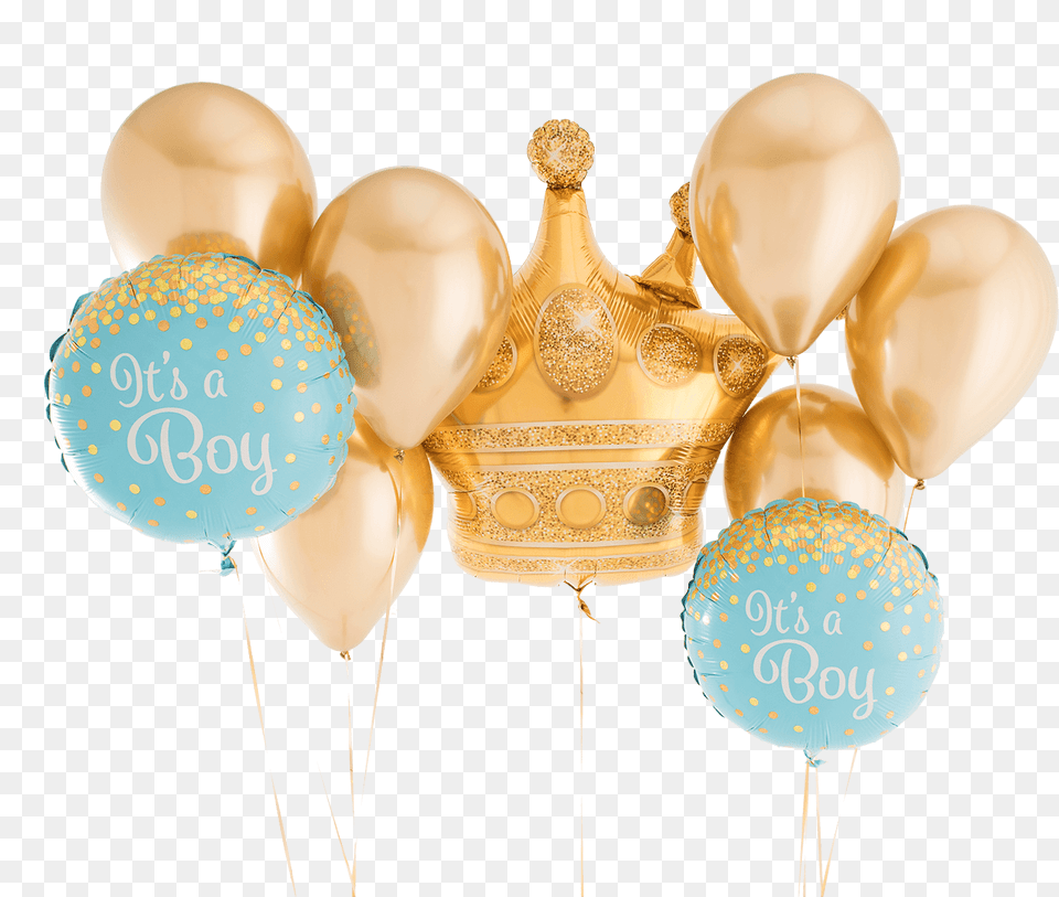 A Boy Golden Crown Foil Balloon Bouquet Balloon, People, Person Png Image
