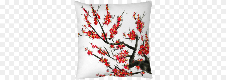 A Branch Of A Blossoming Tree Watercolor Painting, Cushion, Home Decor, Pillow, Flower Free Transparent Png