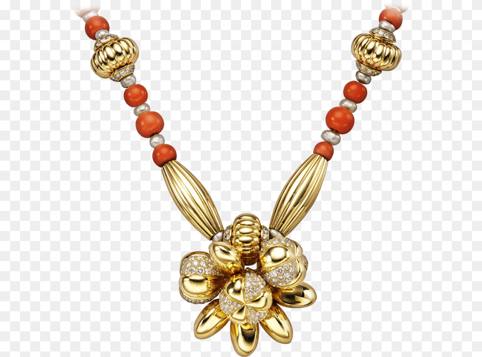 A Cartier Necklace Of Yellow Gold Coral Cultured Jewellery, Accessories, Jewelry Free Transparent Png