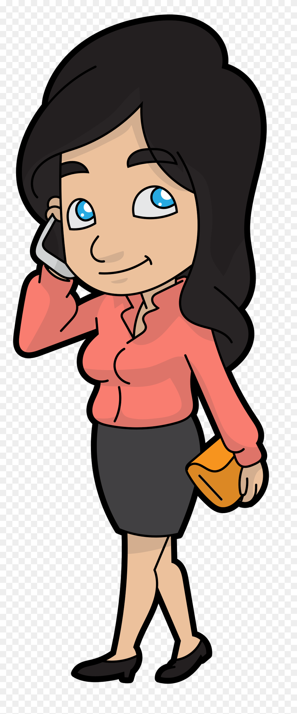 A Cartoon Woman Talks Business On The Phone, Baby, Person, Face, Head Png