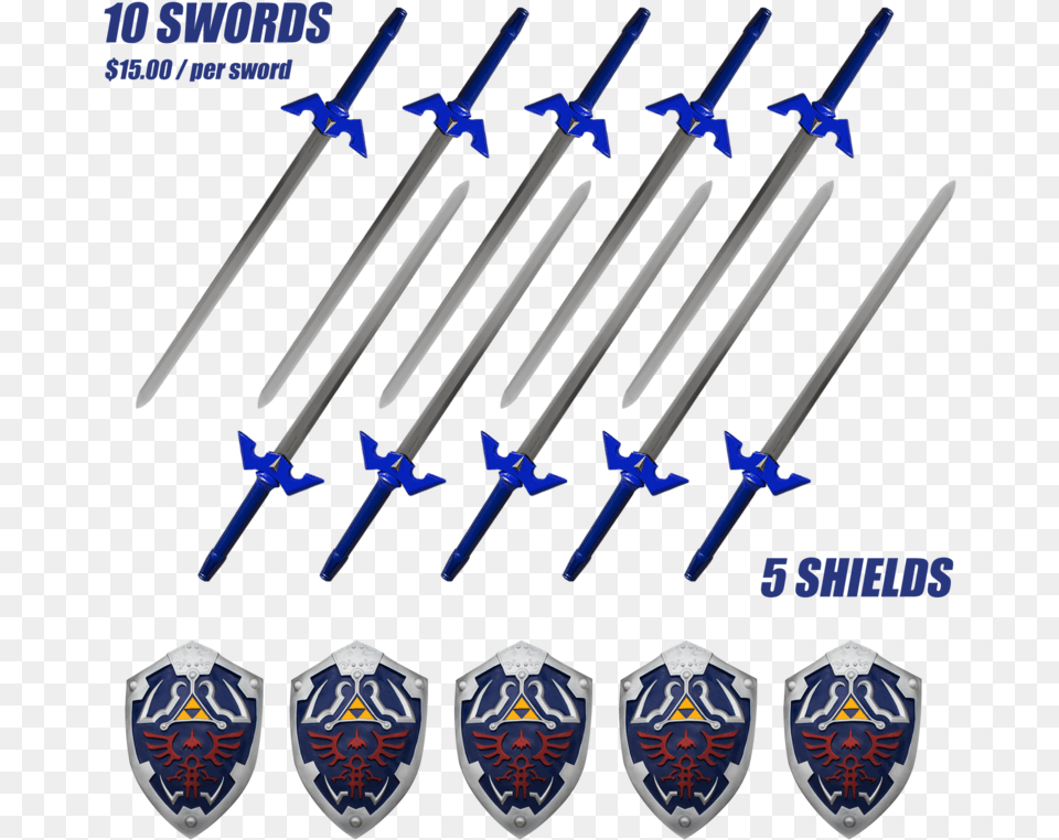 A Case Of Blue And Gold Fantasy Gamer Swords With Scabbard Sword, Armor, Weapon, Shield, Blade Free Transparent Png