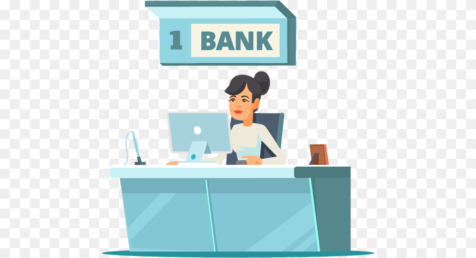 A Cashier39s Check Is A Check Guaranteed By A Bank Bank Cashier, Table, Furniture, Adult, Person Png