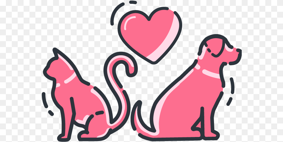A Cat And Dog Back To Back With A Heart Floating Above Cat And Dog Back To Back, Person Png