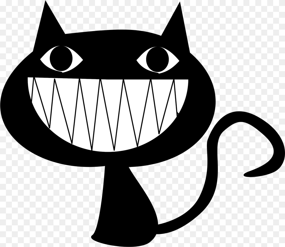 A Cat39s Smile Black Cat Cartoon Face, Astronomy, Moon, Nature, Night Png Image