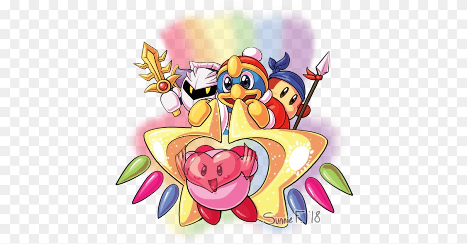 A Charm Design Of Kirby And Pals Cartoon, Art, Graphics, Book, Comics Free Png Download