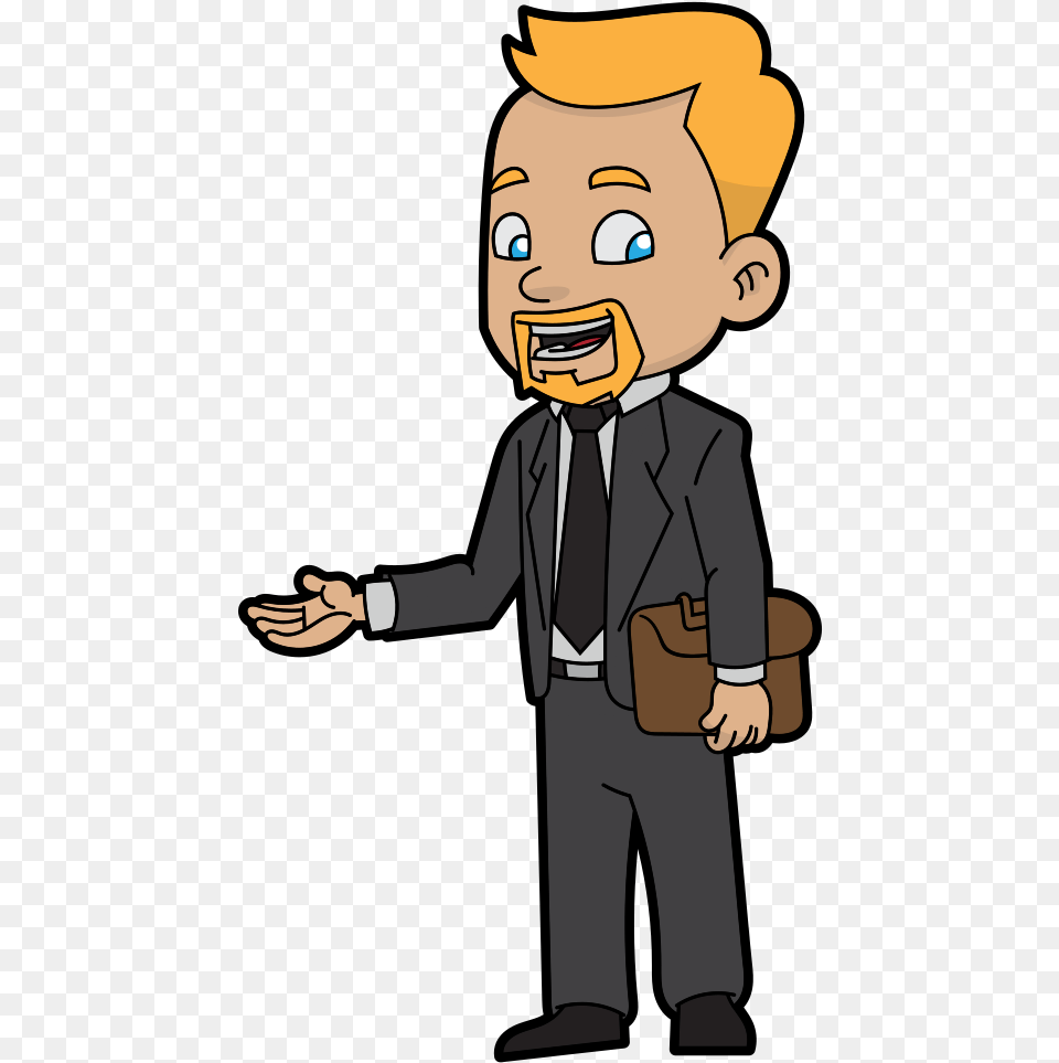 A Cheerful Cartoon Businessman Business Man In Cartoon, Formal Wear, Baby, Person, Clothing Free Transparent Png