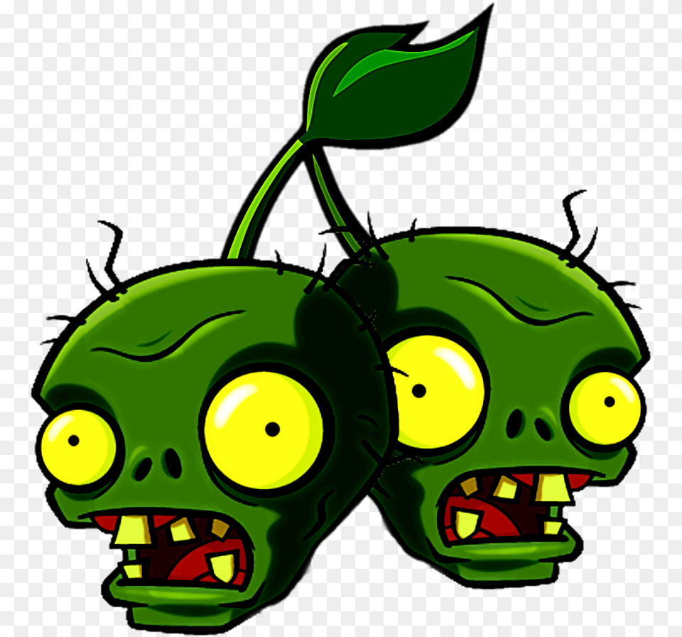 A Cherry Bomb With Zombie Heads Manzana Plants Vs Zombies, Green, Leaf, Plant, Car Free Transparent Png