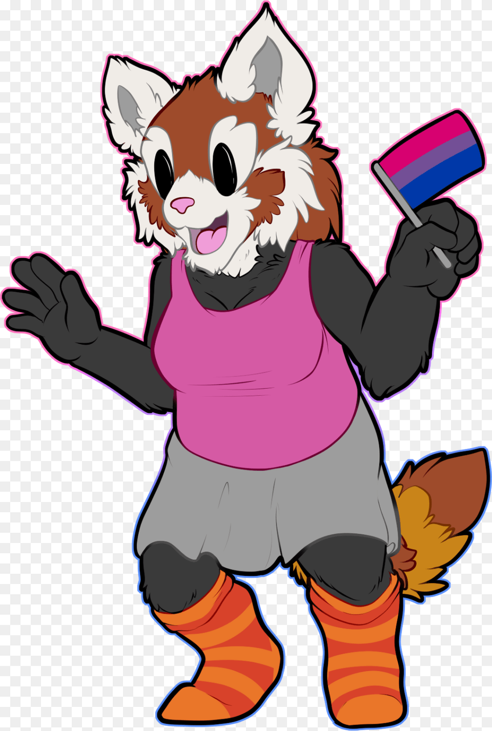 A Chibified Version Of A Red Panda Anthro Wearing A Cartoon, Baby, Person, Purple, Face Png