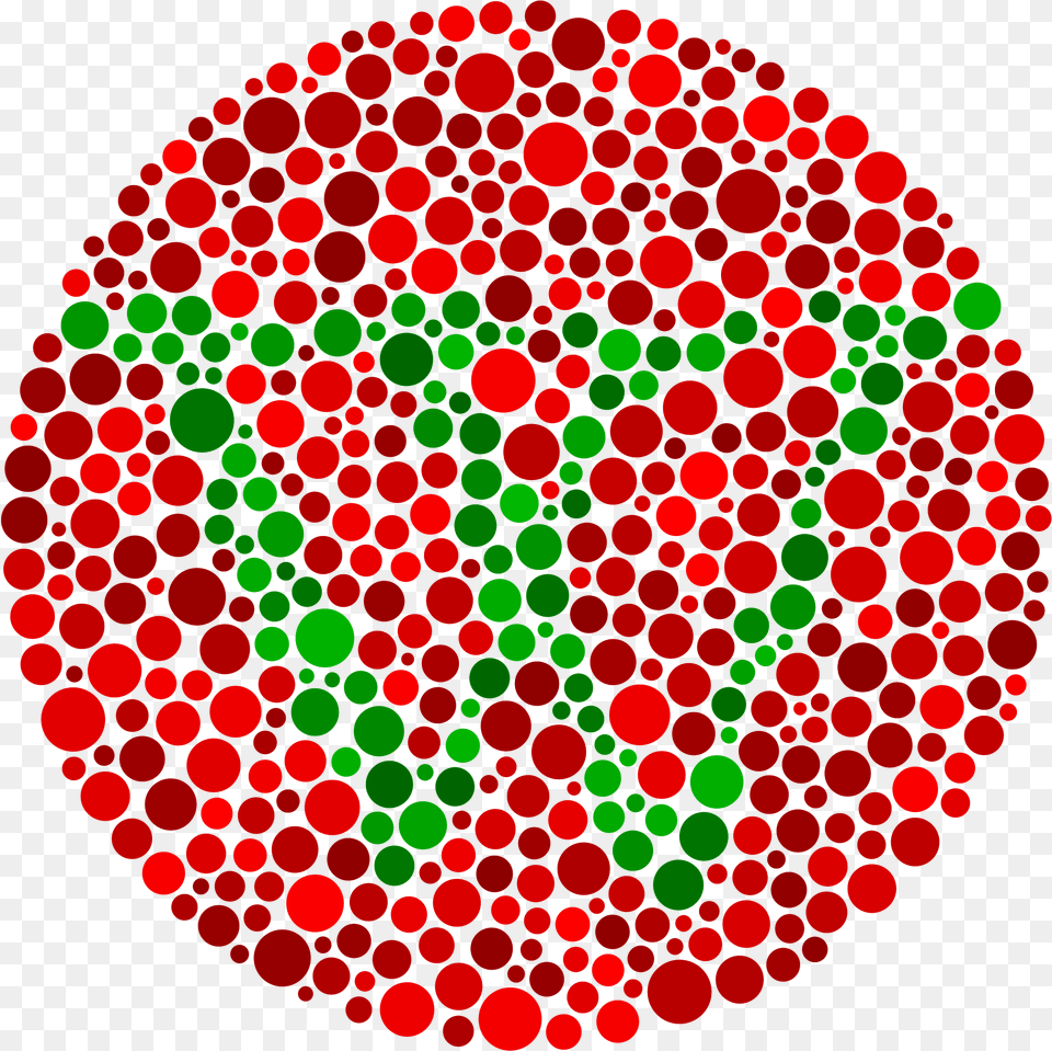 A Cirlce Filled With Dots Of Varying Sizes All In Arying Red Green Color Blindness, Sphere, Pattern, Spiral, Accessories Png Image