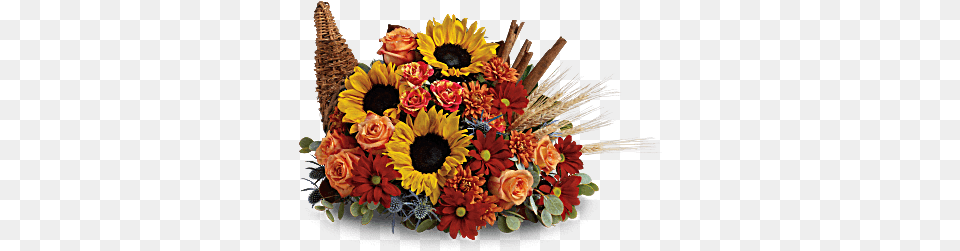 A Classic Cornucopia For Thanskgiving The Flower Bucket, Flower Arrangement, Flower Bouquet, Plant, Art Png Image
