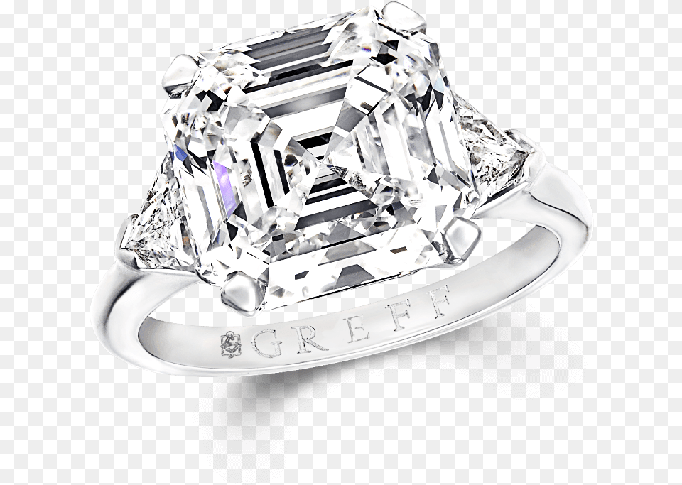 A Classic Graff Ring Featuring A Square Emerald Cut Engagement Ring, Accessories, Diamond, Gemstone, Jewelry Png Image