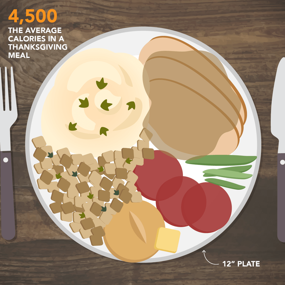 A Classic Thanksgiving Plate Is Swimming In Carbs 500 Calorie Thanksgiving Plate, Cutlery, Dish, Food, Fork Free Png