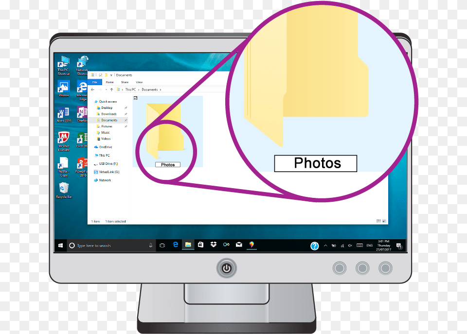 A Close Up Of The Windows Folder Named Photos, Computer, Electronics, Pc, Computer Hardware Free Png