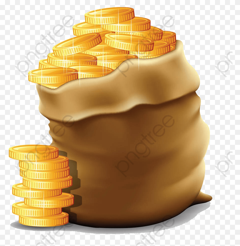 A Coin Illustrations Clipart Gold Coin, Birthday Cake, Cake, Cream, Dessert Png Image