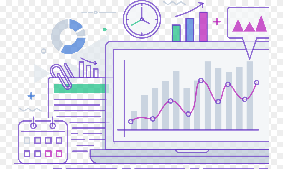 A Collage Of Laptops Clocks Calendars And Charts Graphic Design Free Transparent Png