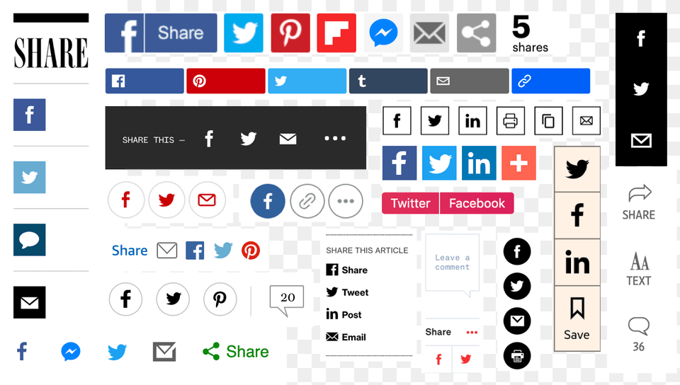 A Collage Of Various Share Buttons From Sites Across Share Buttons All Ux, Text, Scoreboard, Symbol Png