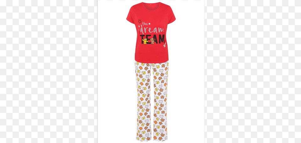A Colourful Red And White Pj Set Featuring The Dream Pudsey And Blush Bear Clothes, Clothing, T-shirt, Pajamas Free Png