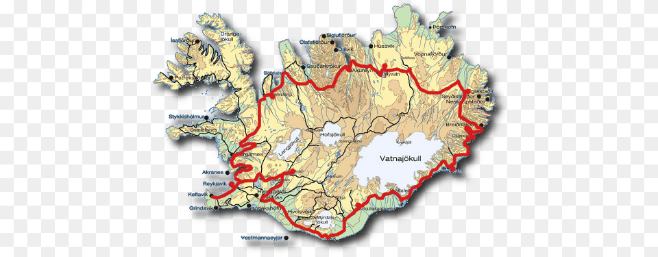 A Complete Guide To Car Rentals And Roads In Iceland Gu Iceland Highway System, Chart, Plot, Map, Atlas Free Png Download