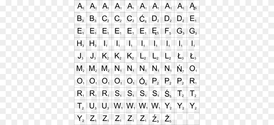 A Complete Polish Scrabble Set Hiragana Complete Scrabble Set Letters, Gray Png Image