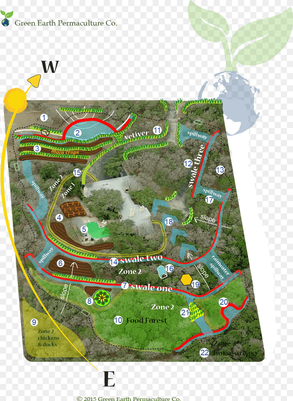A Concept Map For A Permaculture Design On A 5 Acre Map, Plant, Vegetation, Water, Neighborhood Free Transparent Png