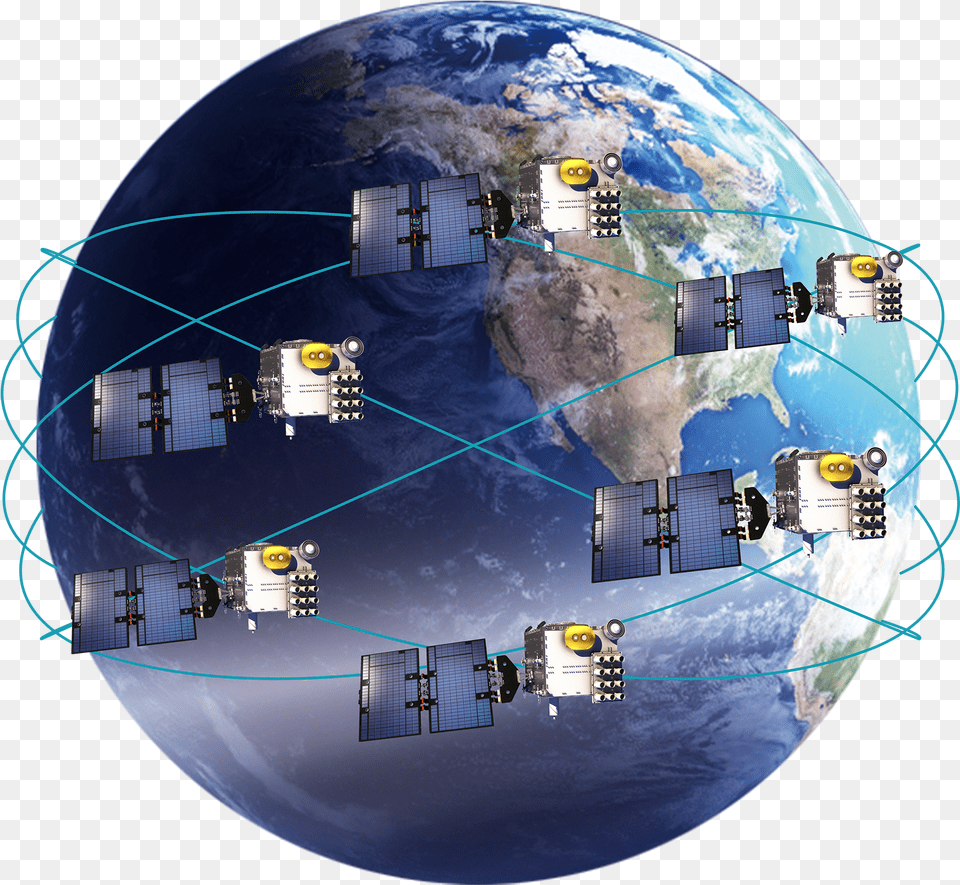 A Constellation Of Six Satellites In Orbit Above Earth Cosmic 2 Satellite, Astronomy, Outer Space, Planet, Globe Png