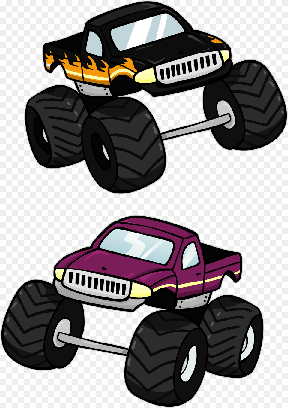 A Couple Of Monster Trucks Monster Truck, Wheel, Machine, Tire, Bulldozer Png