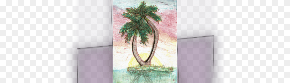 A Couple Of Palms At Daybreak 1 Printable Blank Card Painting, Art, Plant, Tree, Palm Tree Free Transparent Png
