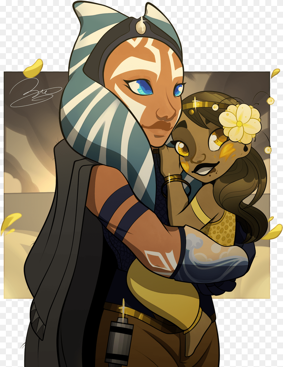 A Cute Lil39 Picture Of Hedala Fardi And Ahsoka Star Wars Ahsoka Hug, Book, Comics, Publication, Person Png Image