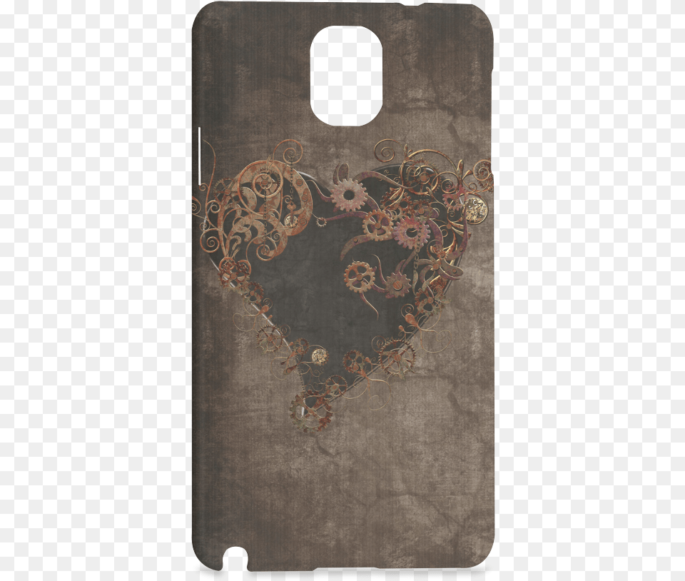 A Decorated Steampunk Heart In Brown Hard Case For Mobile Phone Case, Home Decor, Pattern, Linen, Embroidery Png