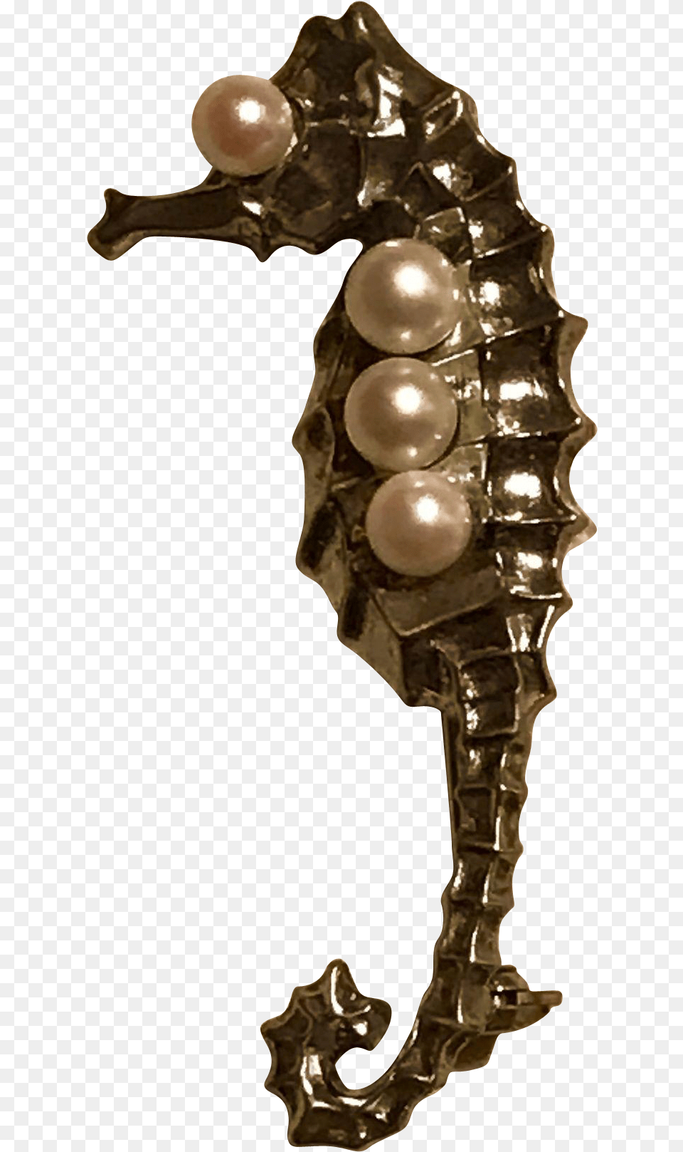 A Desirable Mikimoto Silver Pearl Seahorse Pin Pearl, Accessories, Animal, Sea Life, Mammal Png