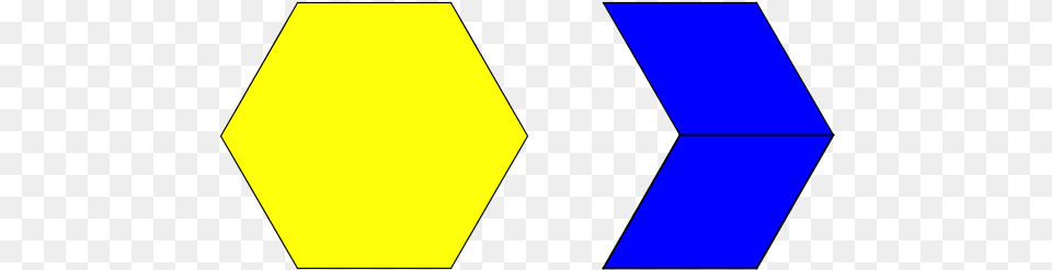 A Diagram Of Two Figures Made Of Pattern Blocks Yellow Hexagon Pattern Block, Symbol, Sign Free Transparent Png
