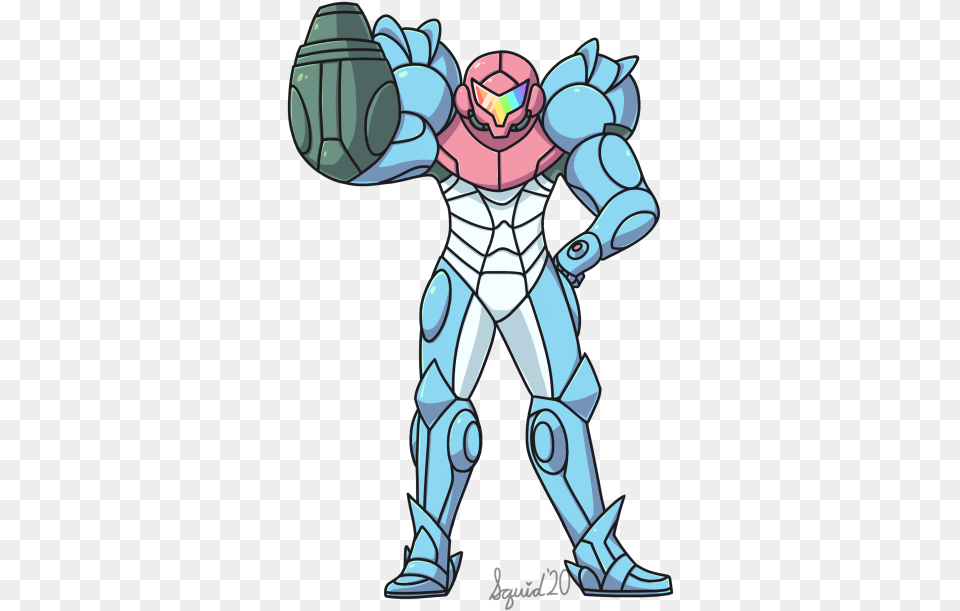 A Drawing Of Samus Aran In Her Power Suit Cartoon, Baby, Person Free Png