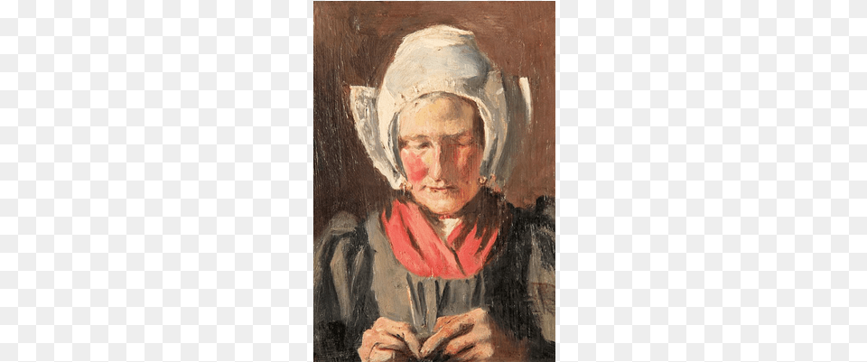 A Dutch Woman Knitting Self Portrait, Art, Bonnet, Clothing, Hat Png Image