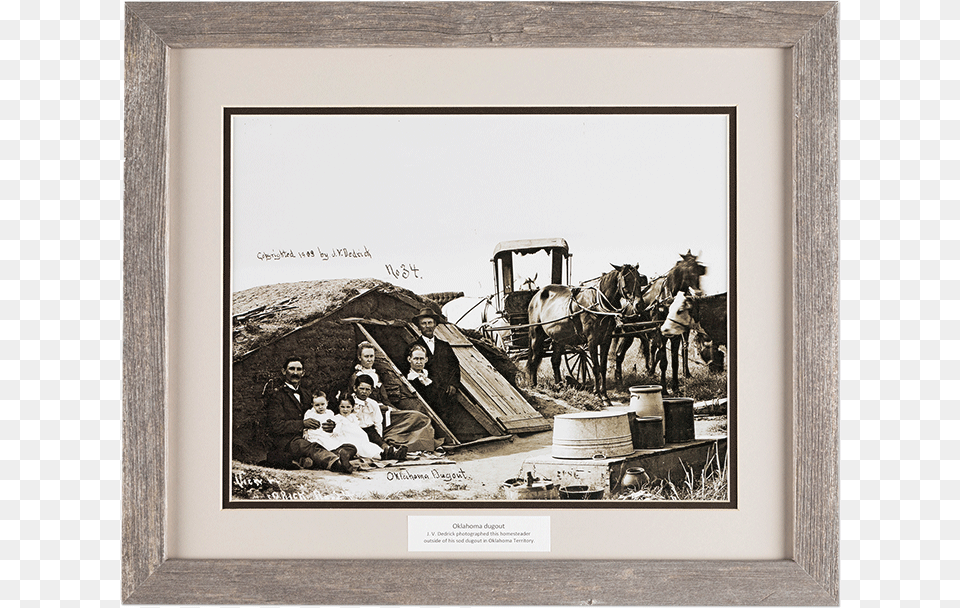 A Family Next To Their Dugout House In Oklahoma Territory Sod Dugout House, Painting, Art, Adult, Man Png