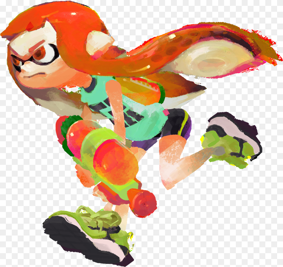A Female Inkling Inkling Girl Concept Art, Graphics, Baby, Person, Painting Png Image