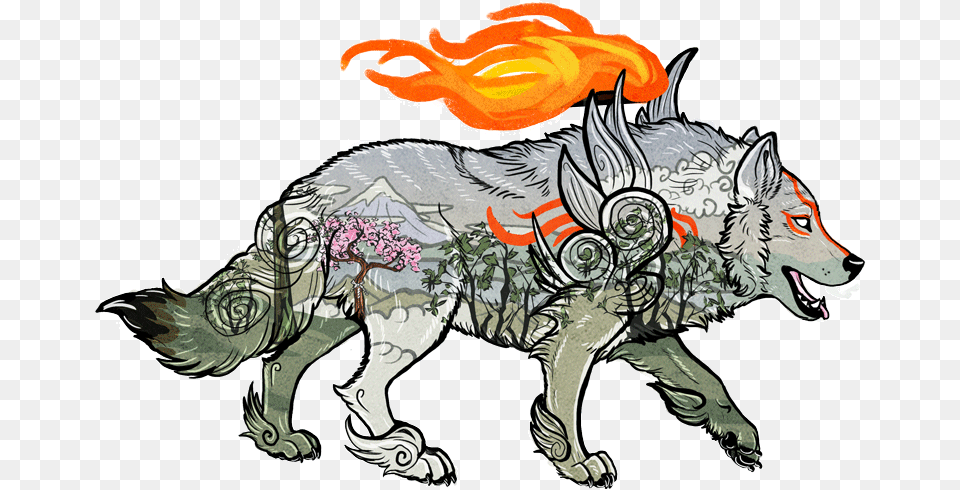 A Floating Island In The Sky Infiniteloupart Illustration, Animal, Mammal, Wolf, Dinosaur Free Png