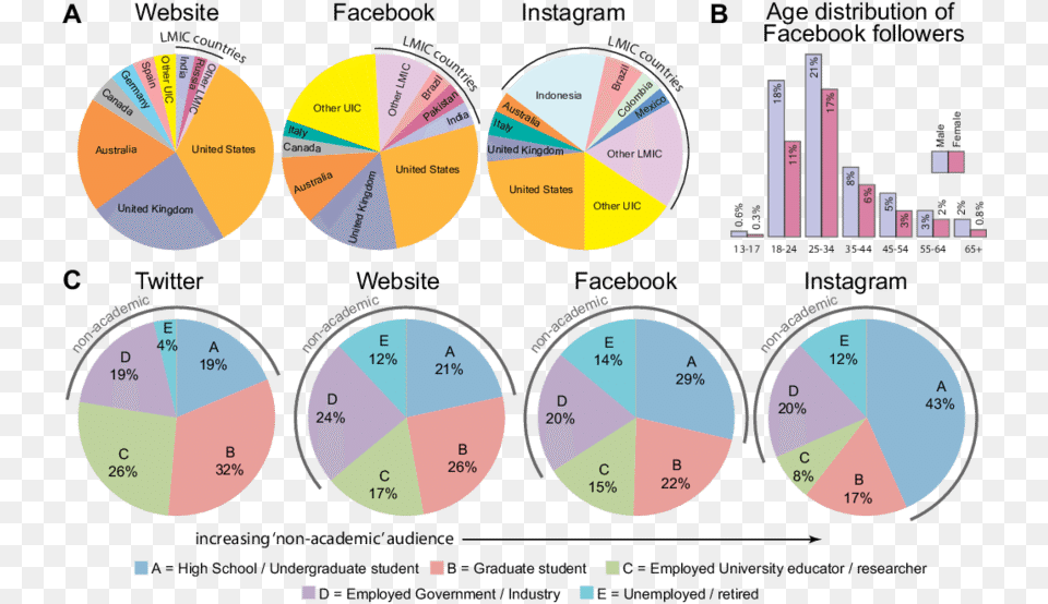 A Geographic Distribution Of Website Traffic And Facebook Diagram, Chart, Pie Chart Free Transparent Png